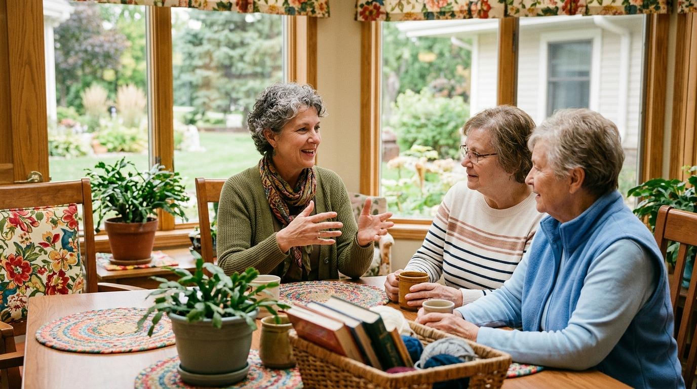Smiling senior adult enjoying wellness activities at Park Gardens Senior Living in Fergus Falls, MN.